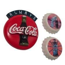 Vintage 1995 1996 Coca-Cola Fridge Magnets Always Coke Bottle Cap Set, VGC