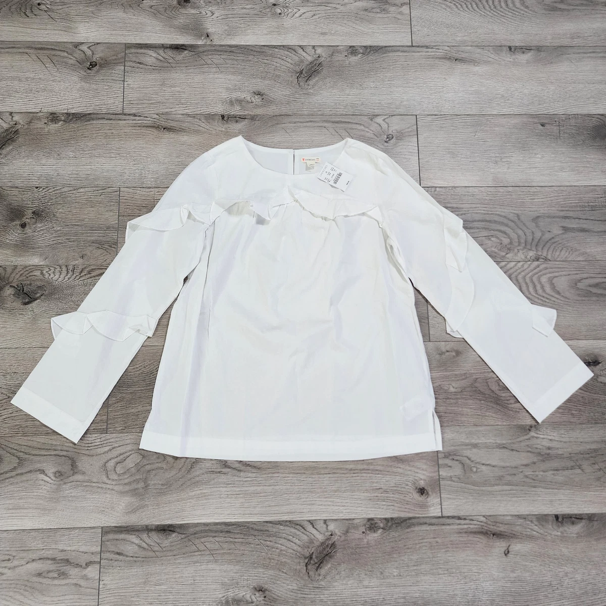 Tunique Fille Crewcuts Smiley Face Manches Courtes - Blanc Coton 100% - Taille 10 Neuve