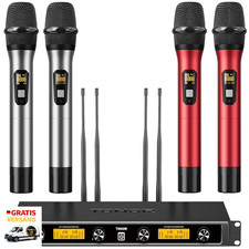 UHF Funkmikrofon Set 4er System Mit 4 Mikrofo...