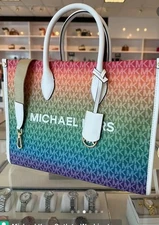 Michael Kors Mirella Women Medium Logo Crossbody Shoulder Tote Bag Rainbow
