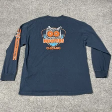 Hooters Shirt Mens Large Navy Blue Chicago Long Sleeve Owl Graphic Restaurant