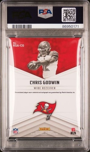 Chris Godwin 2017 Panini XR Rookie Patch Auto NFL Shield 1/1 PSA 7 - Picture 2 of 2