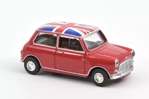 Norev - Mini Cooper S 1964 Tartanrot Mit Flagge Auf Dem Dach. - 1/64 - NOREV3...-image