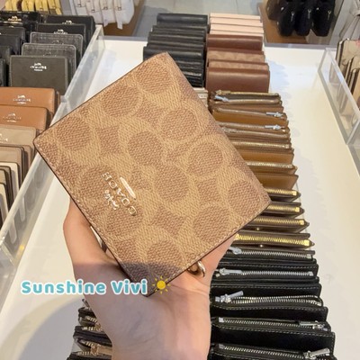 NWT Coach Snap Wallet CW789 Signature Canvas w/C Charm Gold/Tan