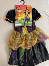 COLORFUL TRICKY WITCH COSTUME Girls Large 10-12 Goodmark Child Halloween