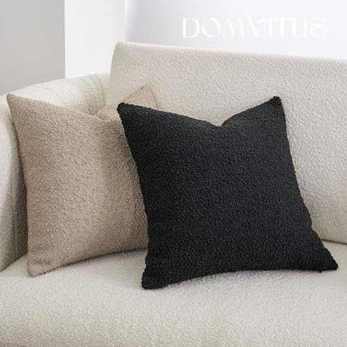Boucle Pillow Covers 18x18, Black Pillow Covers Decorative Couch Pillows for - Bild 5 von 6