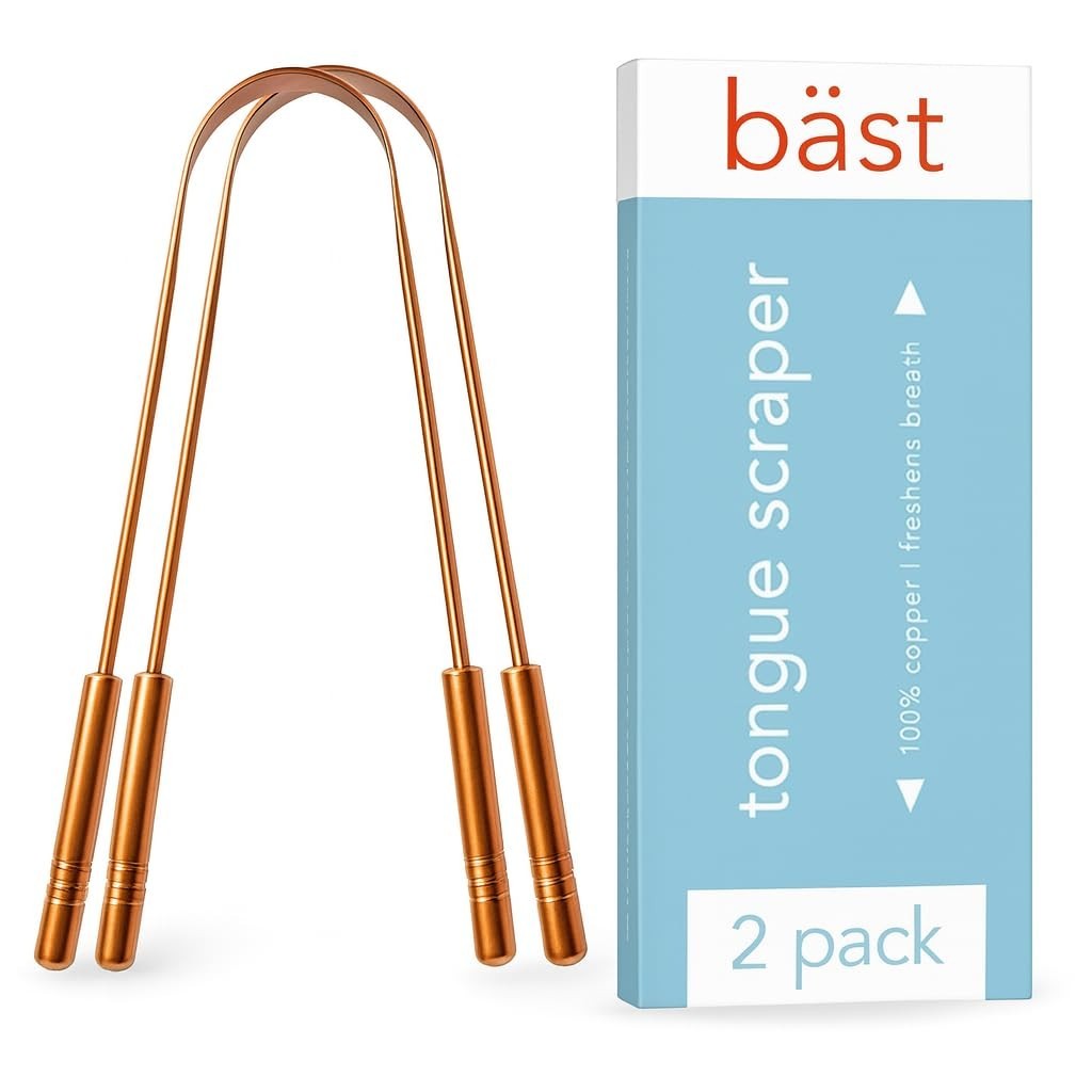 ongue Scraper • 100% Copper (2 Pack) Premium Tongue Cleaner • Improve Oral Healt