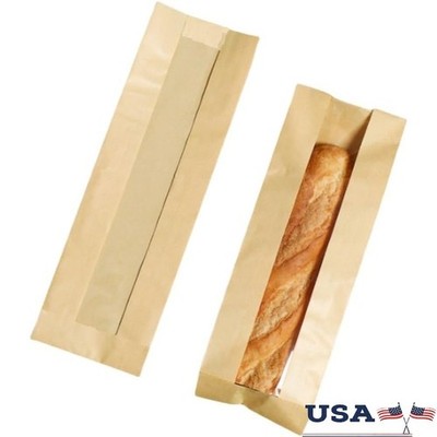 Brown Bread Bags W/ Seal Stickers 50 Pack Kraft Paper Bakery Packaging New