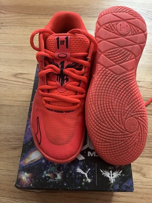 PUMA MB.01 Basketball Shoes - Red Blast, High-Performance Grip, Size 6.5C