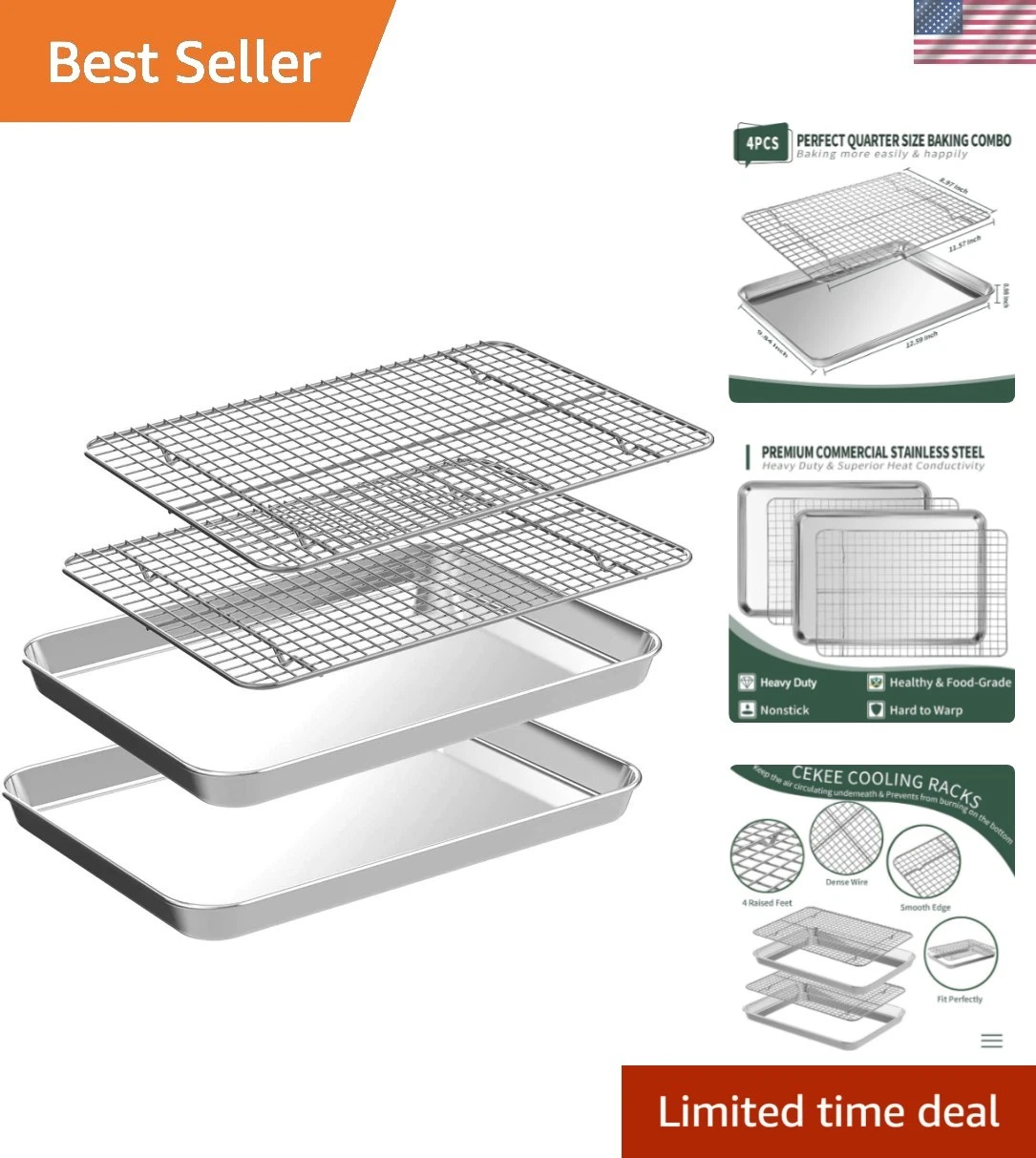 Quarter Sheet Pan with Cooling Rack Set [2 Baking Sheets + 2 Baking Racks], S...
Opens in a new wind