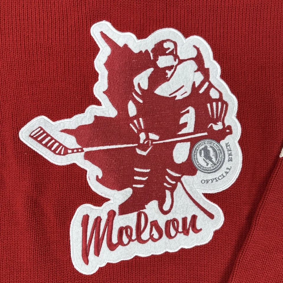 VTG Molson Beer Canadian Hockey Sweater Jersey Men XL Red Hall of Fame Patch - Image 2 of 4