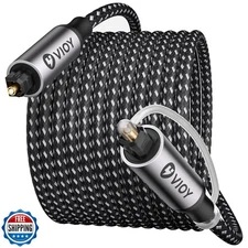 VIOY Optical Audio Cable 15 FT, Long Digital Fiber Optic Audio Cable, Braided