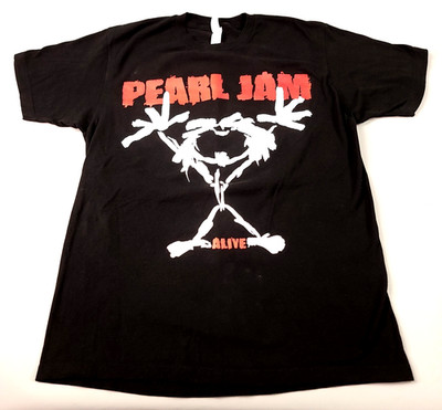 Pearl Jam Mens Shirt Large Black Alive Stickman Rock Setlist Graphic Band Rock
