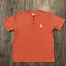 Carhartt Short Sleeve Men's L T-Shirt Loose Fit Pocket Light Orange Work