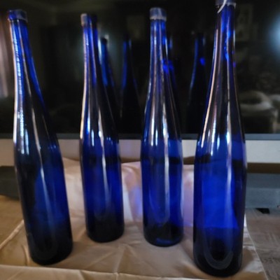 4 19in Cobalt Blue Decor Bottles  Lot 50.00