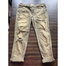 Free People Olive Green Distressed Cargo Pants Button Fly Size 6