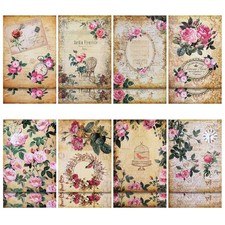 16 Sheets French Decoupage Paper Garden Floral Vintage Paper Flower Design De...