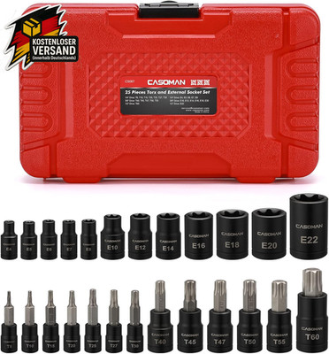 Torx Bit-Set 25-teilig für Profihandwerker mit verschiedenen Drive-Größen