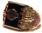 10k Yellow rose green gold onyx Harley Davidson Motor cycle Black Hills ring 11g — photo 3