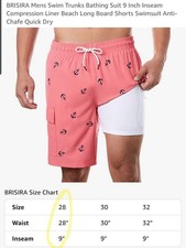 Men's 9" Quick Dry Board Shorts   Compression Liner Cargo Swim Trunks. Sz XS/28