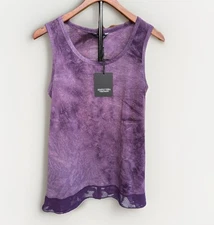 Simply Vera Vera Wang Purple Sleeveless Tunic Tank XS Top Sheer Hem NWT