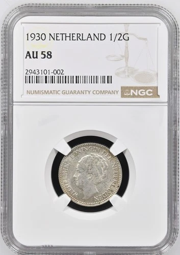 Netherlands NGC Certified Coin lot (1914,1921,1930 and 1944D) Wilhelmina-N.E. In