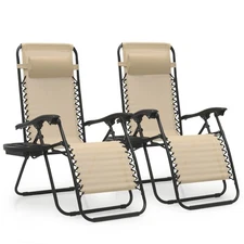MoNiBloom Zero Gravity Chairs Set of 2 Outdoor Folding Patio Lounge Chairs fo...