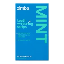 Zimba Teeth Whitening Strips Enamel Safe Vegan 14-Day Treatment 28 Strips-Mint