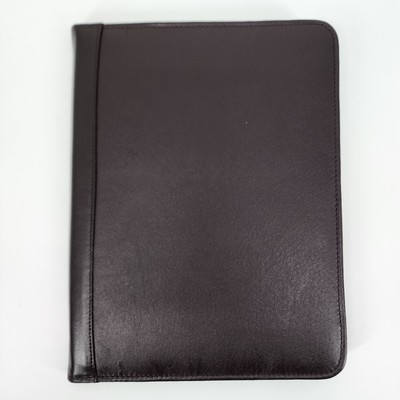 Padfolio Folder Binder Legal Pad Size Dark Brown Leather Vinyl Padded Pen Holder