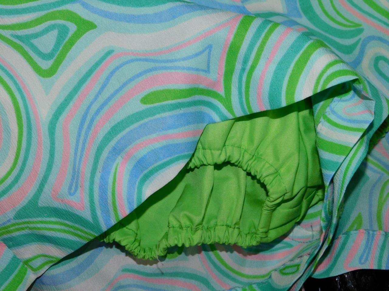 Vtg 60s Gabar XS Green Pink Purple Romper Beach Swimsuit One Piece Psychedelic