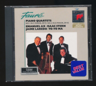 Gabriel Faure: Piano Quartets CD 1993 Sony Emanuel Ax - Isaac Stern and Yo-Yo Ma