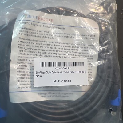Digital Optical Audio Toslink Cable  CL3. Extra Long 15. Feet!  NEW!