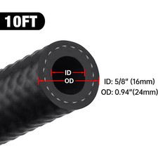 5/8" Fuel Hose Line Push Lock NBR Rubber SAE 30R7 10FT 150PSI.
