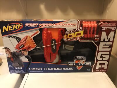 Large Nerf Mega Thunderbow Bow & Arrow Blaster Foam Dart Set NEW