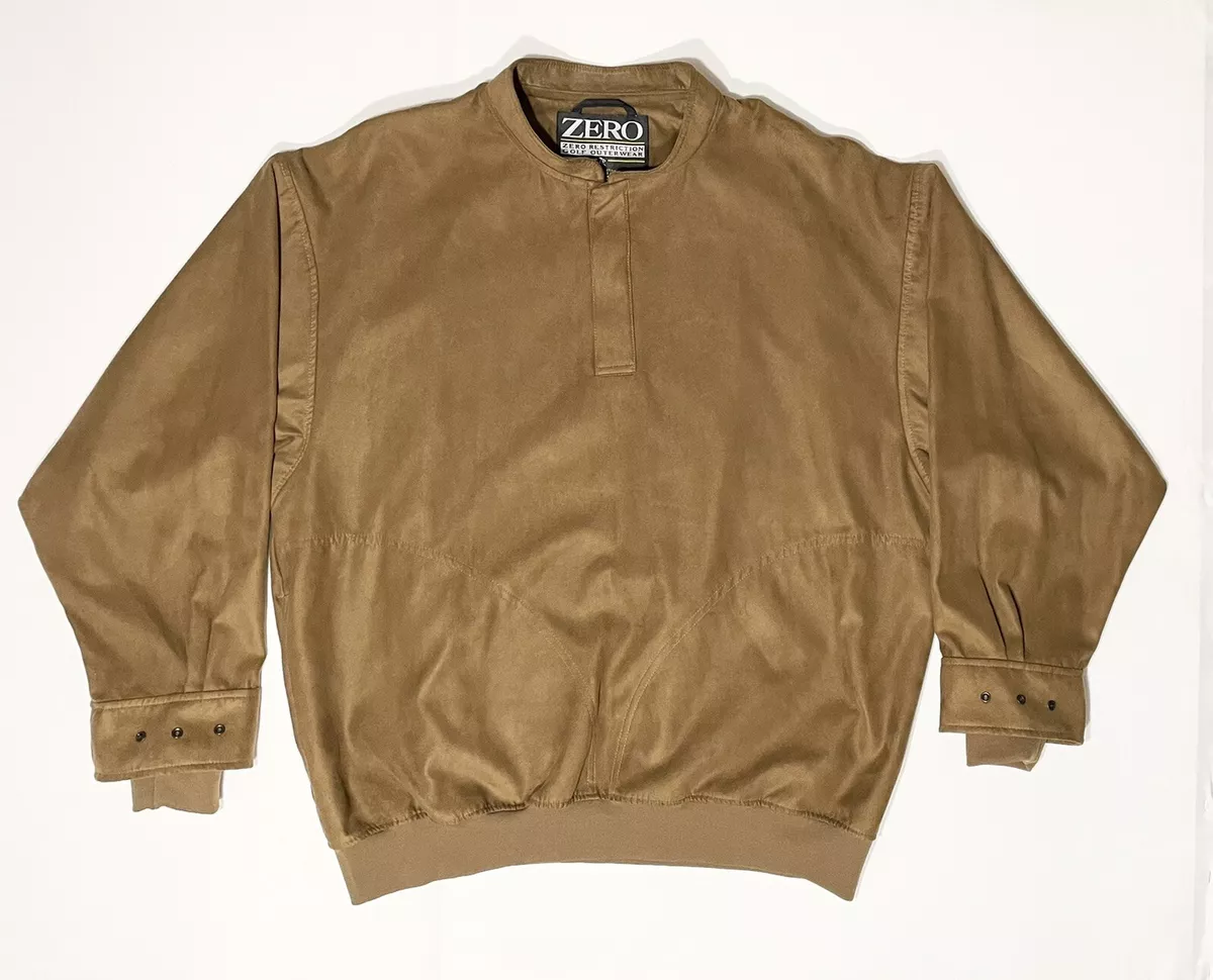 VTG Zero Restriction Golf Outerwear Micro suede Pullover Brown Men's L USA Made