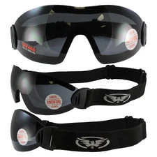 Global Vision Flare Riding Goggles Black Frame Smoke Len with STORAGE POUCH