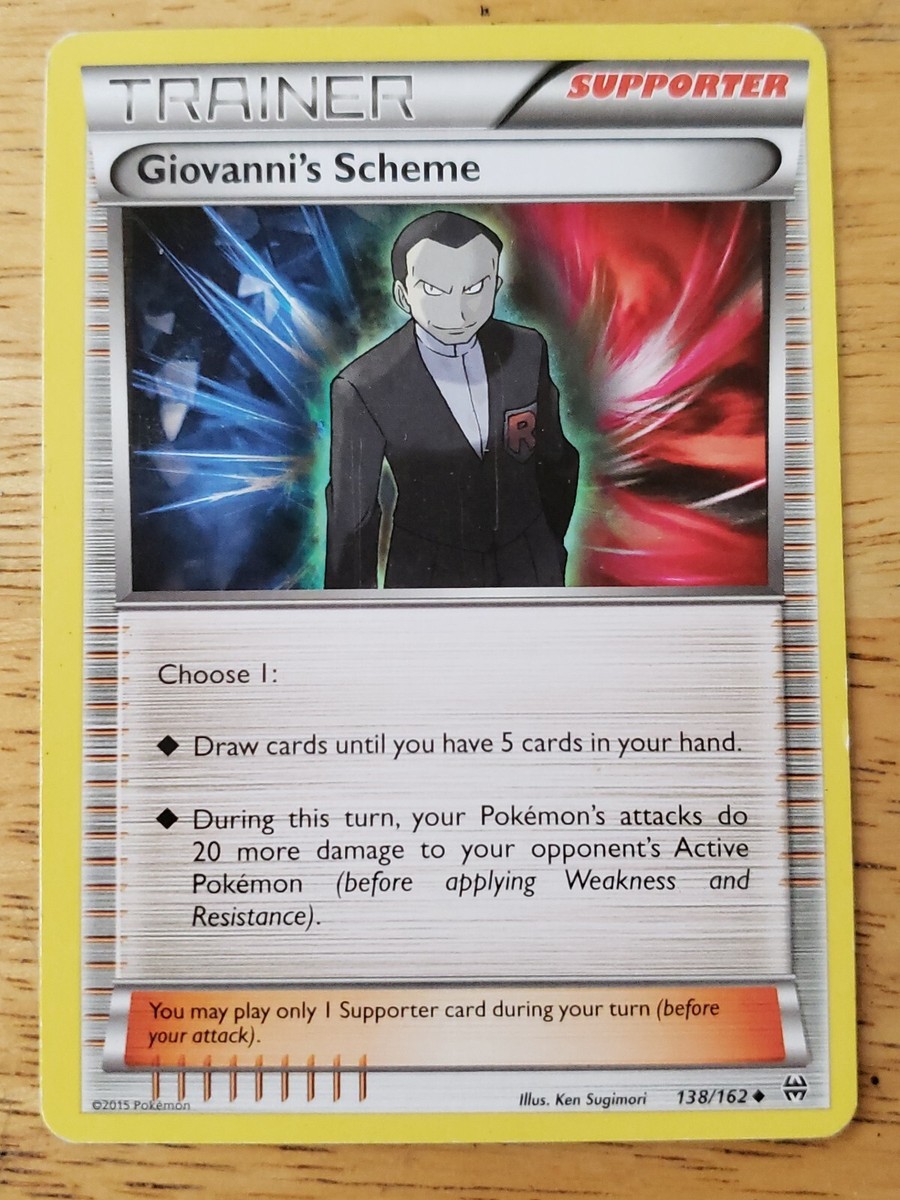 Giovanni's Scheme Trainer Supporter Pokemon Card 2015 Breakpoint 138/162 Giovanni's Scheme Trainer Supporter Pokemon Card 2015 Breakpoint 138/162