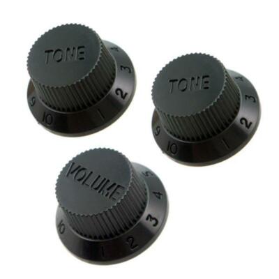 3pcs Guitar Volume   Control Knöpfe Tip Knobs   für Stratocaster Schwarz