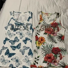 Guess Women's Multicolor Floral Sequin Tank Tops Set of 2 Sleeveless Casual S