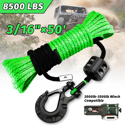 1/4''x50' 9650LBS Synthetic Winch Rope Line Recovery Cable 4WD ATV UTV w/ Sheath