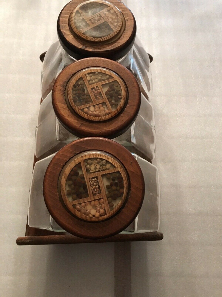 Vintage - Set of 3 Large Glass Canister Kitchen Storage Containers