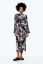 Zara Printed Midi Dress size S Cut Out Detail Ecru Black BNWT