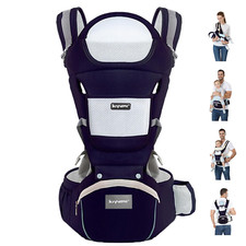 6-in-1 Baby Sling Carrier with Hip Seat, Ergonomic M Position Newborn to Toddler