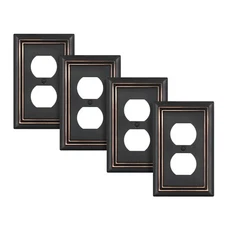 DEWENWILS 4-Pack Duplex Wall Plate, Metal Wall Outlet Cover, Aged Bronze, Duplex