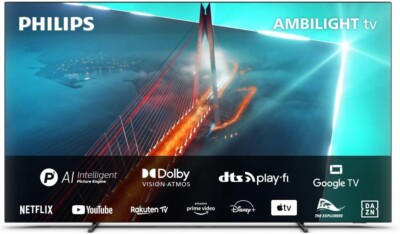 Philips 55OLED708/12 139 cm (55 Zoll) 4K-OLED Smart TV mit Ambilight UHD