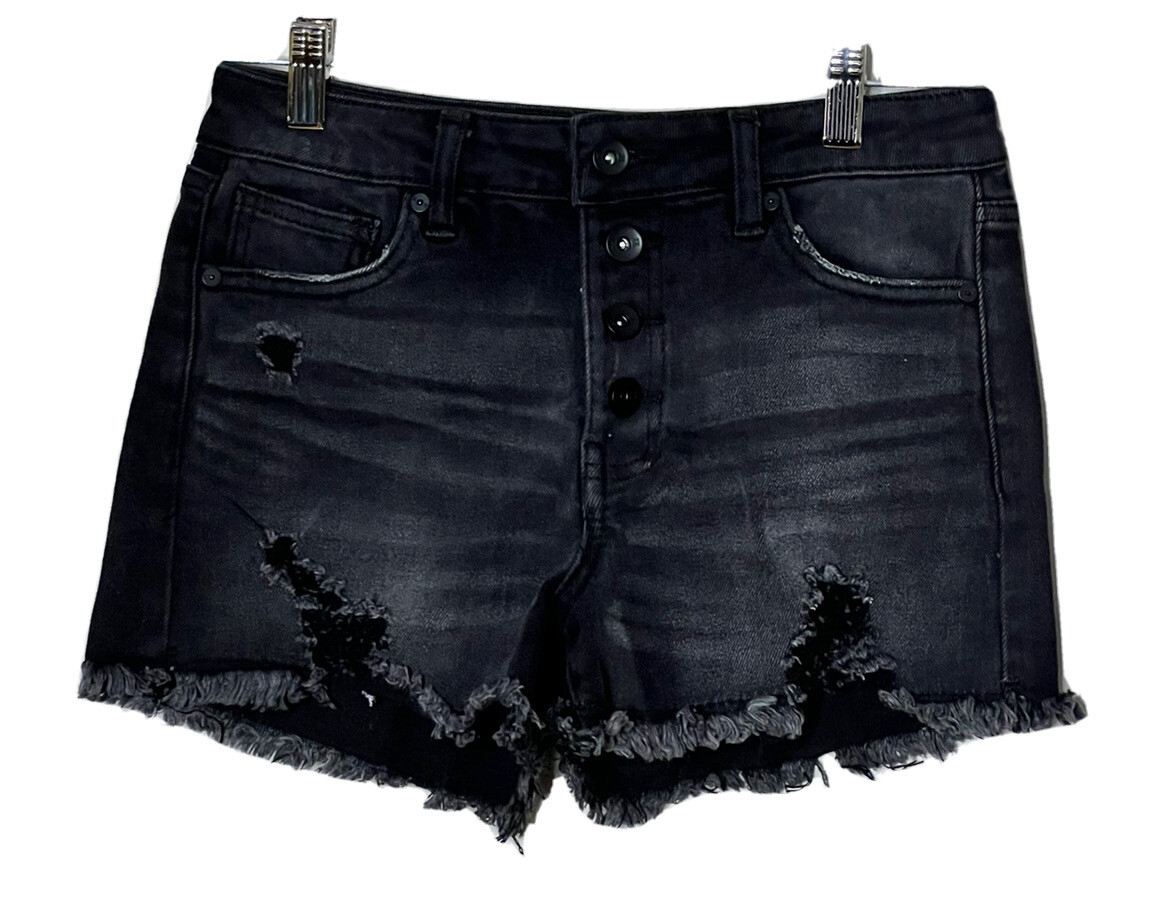 Kendall u0026 Kylie Womens Black Button Fly Super High Rise Jean Shorts Size  7/28 | eBay