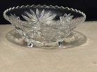 Vintage Clear Footed Dish Anchor hocking Prescut Star of David Candy Nut Bowl