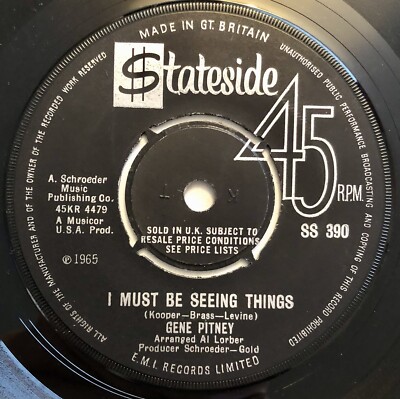 GENE PITNEY I Must Be Seeing Things b/w Save Your Love 7'' 45rpm UK 1965 VG+