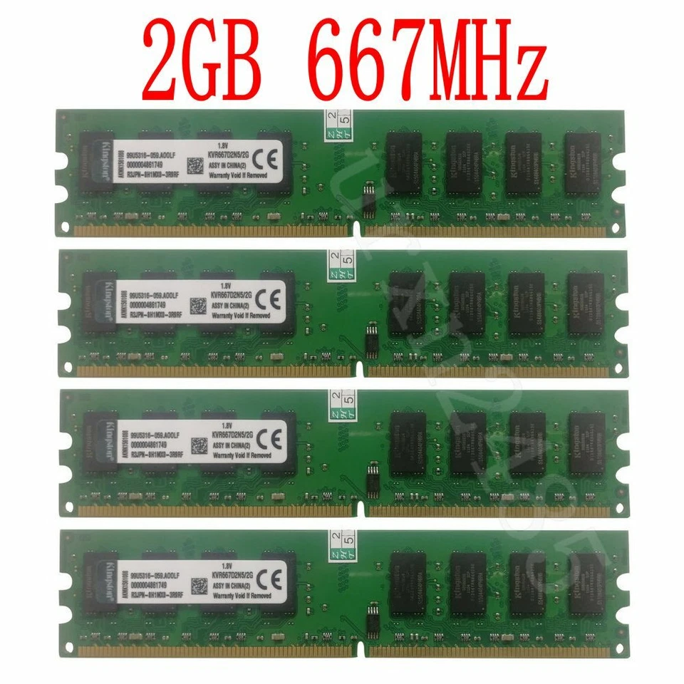 16GB 8GB 4GB 2GB DDR2 667MHz PC2-5300 KVR667D2N5/2G Memory SDRAM Kingston LOT BT - Image 2 of 4