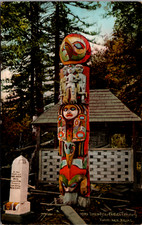 1989 Totem Pole, Indian Cemetery,  Xetchikan, Alaska, Vintage Postcard